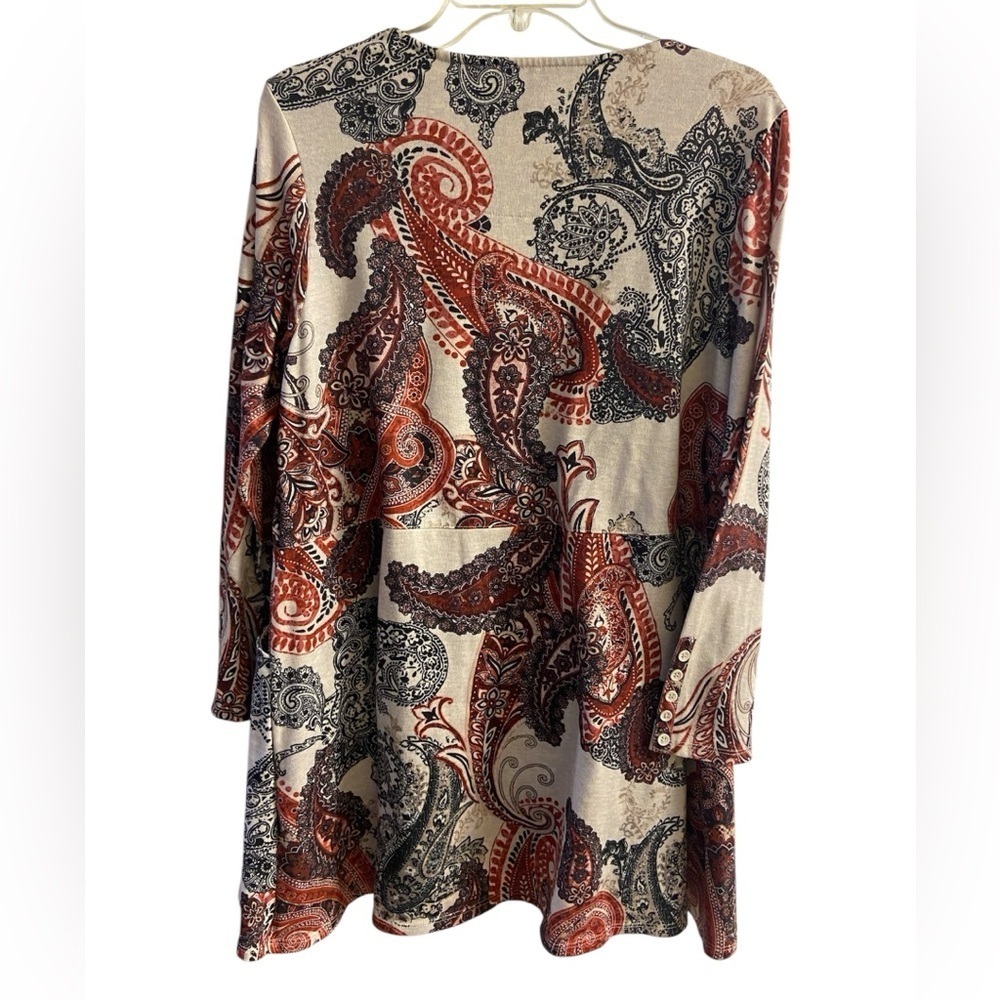 Chico’s knit tunic top paisley print long line fall staple Large - Picture 3 of 8